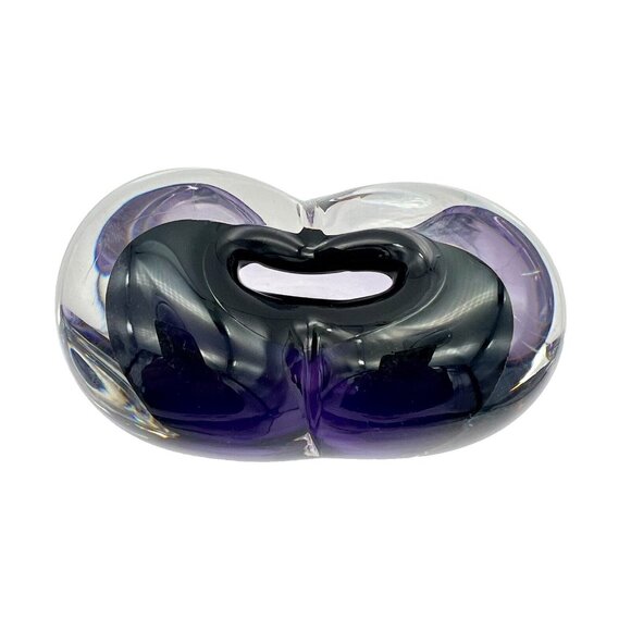 Vintage Rosenthal Purple Art Glass Heart Bud Vase Paperweight Minimalist - Picture 4 of 6